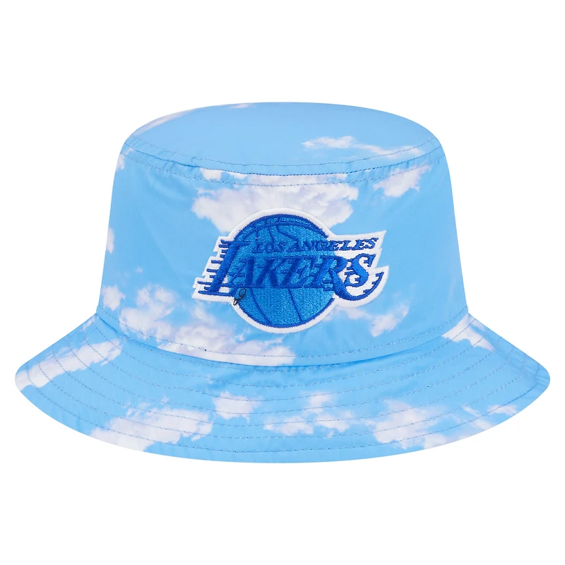 Men's New Era Black/Light Blue Los Angeles Lakers Summer Sun and Storm Reversible Bucket Hat