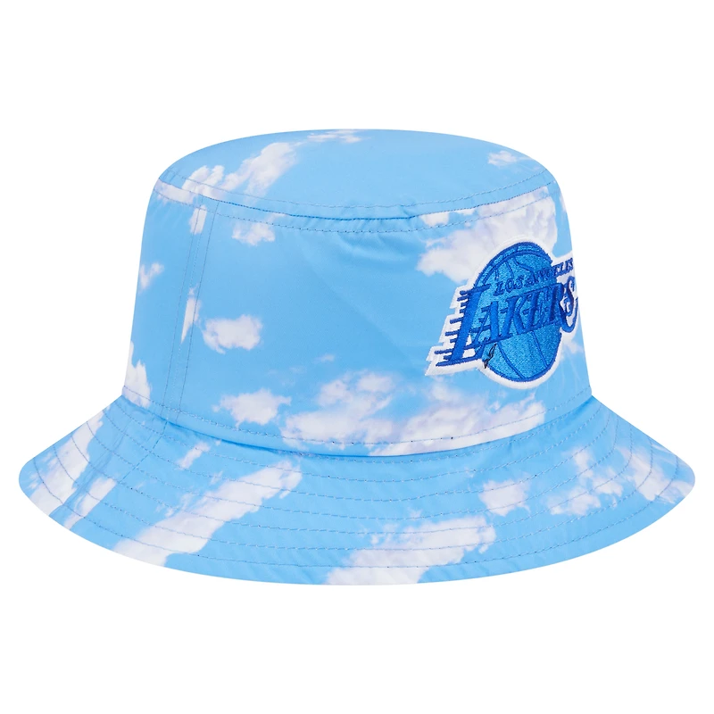 Bob réversible New Era noir/bleu clair pour homme des Los Angeles Lakers, motif soleil et tempête d'été