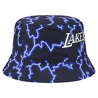 Men's New Era Black/Light Blue Los Angeles Lakers Summer Sun and Storm Reversible Bucket Hat