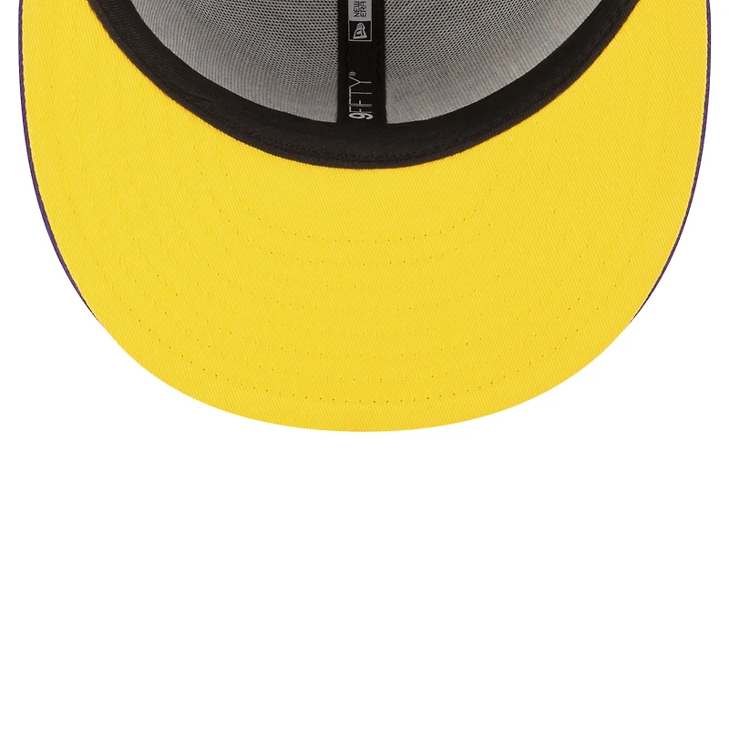 Men's New Era Black/Purple Los Angeles Lakers Sport Night Splatter 2-Tone 9FIFTY Snapback Hat