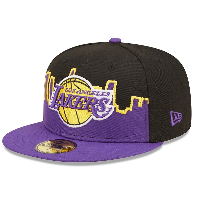 Men's New Era Black/Purple Los Angeles Lakers Tip Off 59FIFTY Fitted - Hat