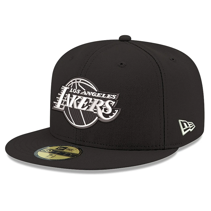 Casquette ajustée New Era 59FIFTY Los Angeles Lakers pour homme, noire et blanche