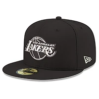 Casquette ajustée New Era 59FIFTY Los Angeles Lakers pour homme, noire et blanche