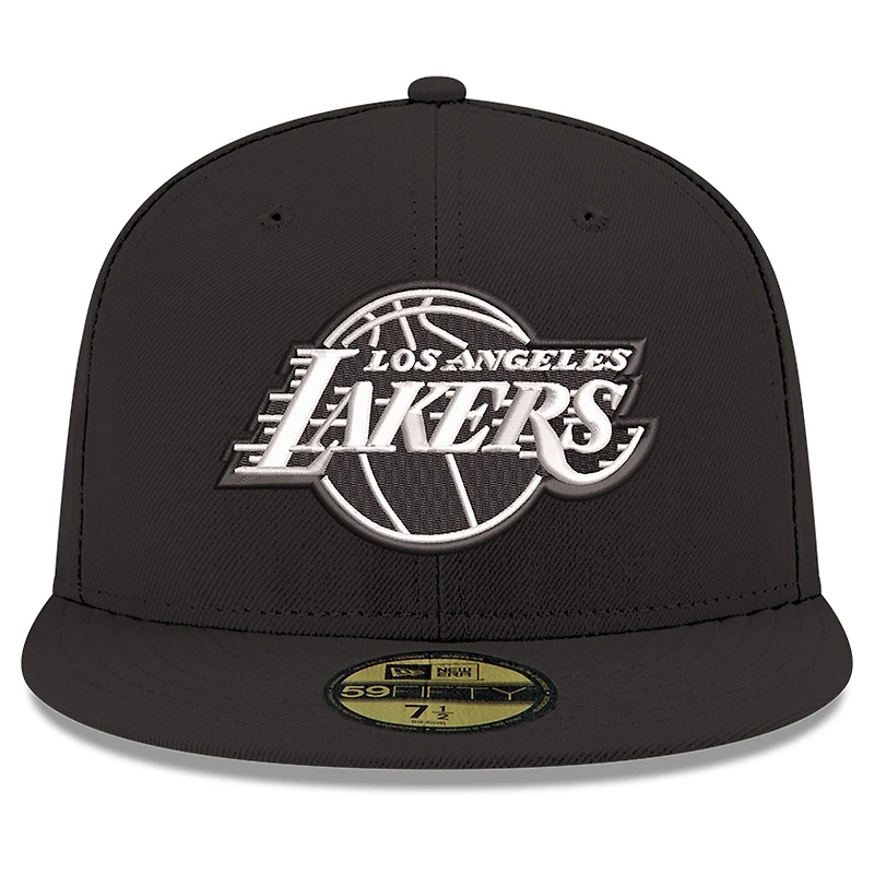 Casquette ajustée New Era 59FIFTY Los Angeles Lakers pour homme, noire et blanche