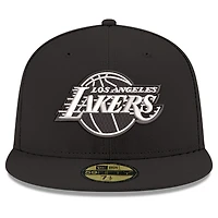 Casquette ajustée New Era 59FIFTY Los Angeles Lakers pour homme, noire et blanche