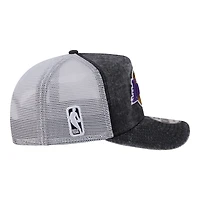Men's New Era  Black/White Los Angeles Lakers Washed Meshback 9FIFTY Adjustable Hat