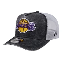 Casquette ajustable New Era 9FIFTY pour homme, noire et blanche, Los Angeles Lakers, en maille lavée.