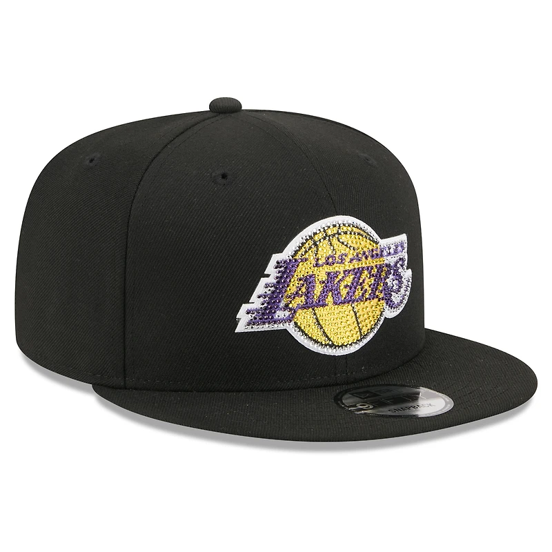 Casquette snapback New Era noire Los Angeles Lakers 2026 NBA Draft Crystal 9FIFTY pour homme