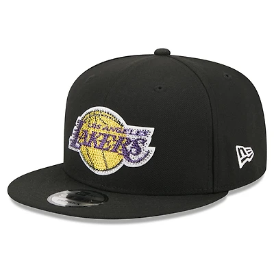 Casquette snapback New Era noire Los Angeles Lakers 2026 NBA Draft Crystal 9FIFTY pour homme