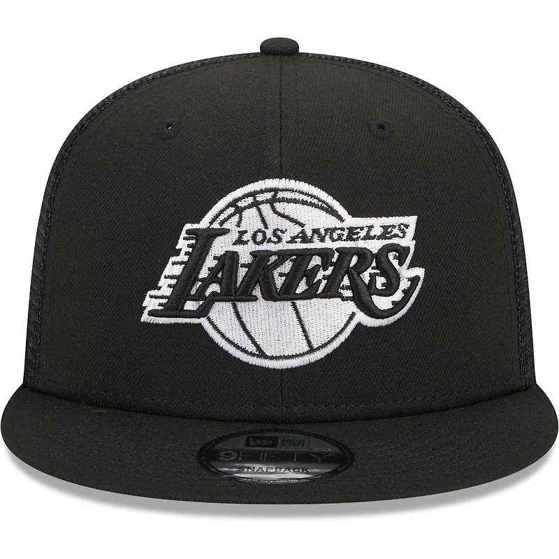 Casquette de camionneur à pression 9FIFTY Los Angeles Lakers New Era noire pour homme