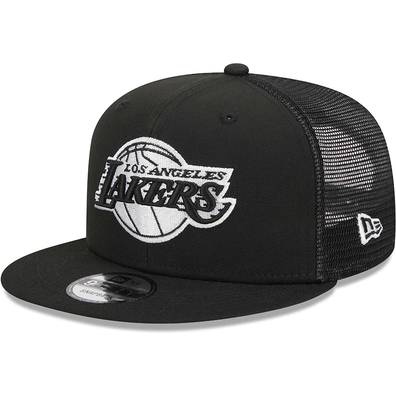 Casquette de camionneur à pression 9FIFTY Los Angeles Lakers New Era noire pour homme