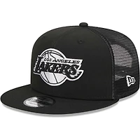 Casquette de camionneur à pression 9FIFTY Los Angeles Lakers New Era noire pour homme
