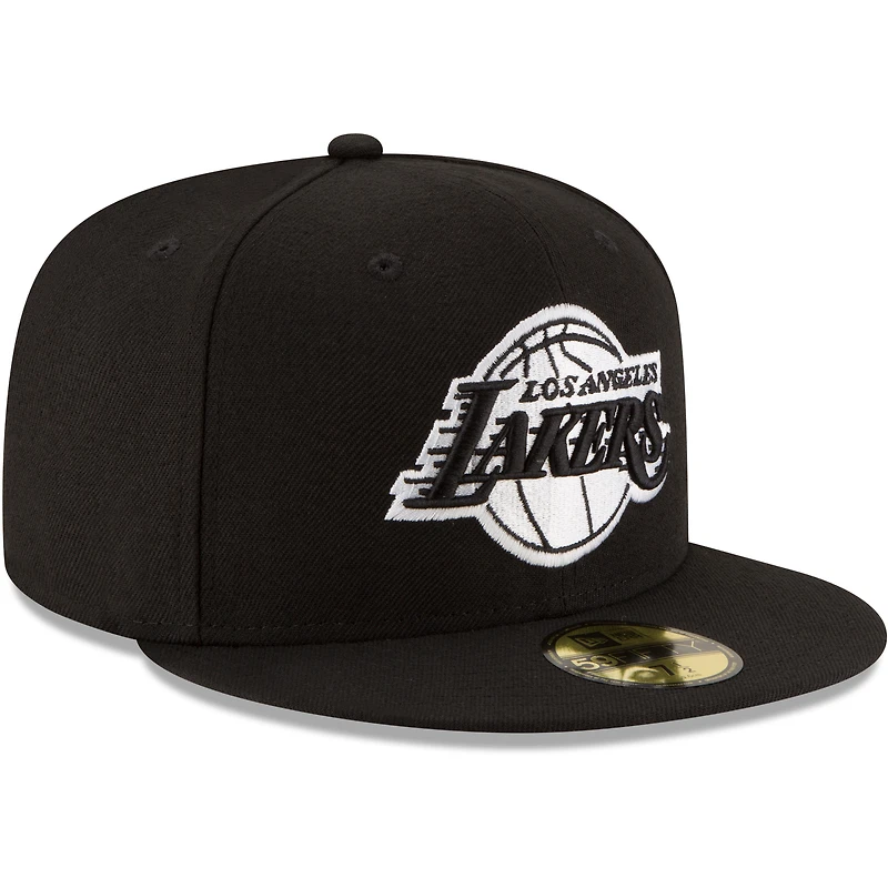 Men's New Era Black Los Angeles Lakers & White Logo 59FIFTY Fitted Hat