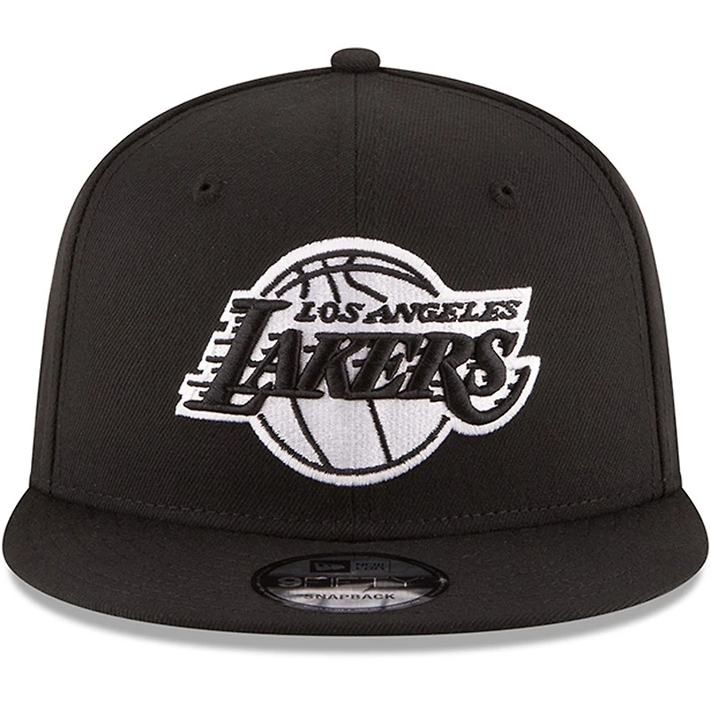 Men's New Era Black Los Angeles Lakers Black & White Logo 9FIFTY Adjustable Snapback Hat