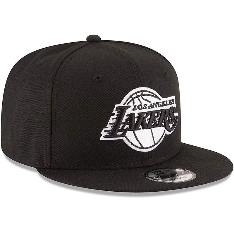 Men's New Era Black Los Angeles Lakers Black & White Logo 9FIFTY Adjustable Snapback Hat