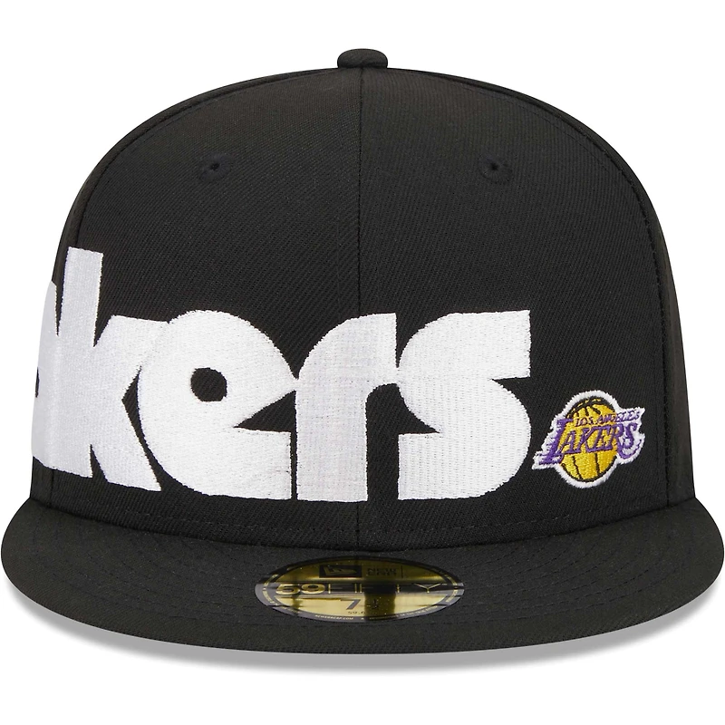 Casquette ajustée UV 59FIFTY à damier New Era pour hommes, noire, Los Angeles Lakers