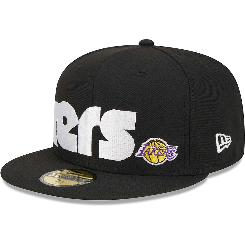 Casquette ajustée UV 59FIFTY à damier New Era pour hommes, noire, Los Angeles Lakers