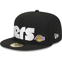 Casquette ajustée UV 59FIFTY à damier New Era pour hommes, noire, Los Angeles Lakers