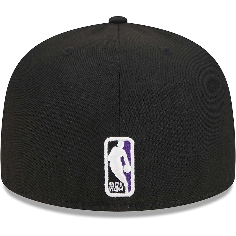 Casquette ajustée UV 59FIFTY à damier New Era pour hommes, noire, Los Angeles Lakers