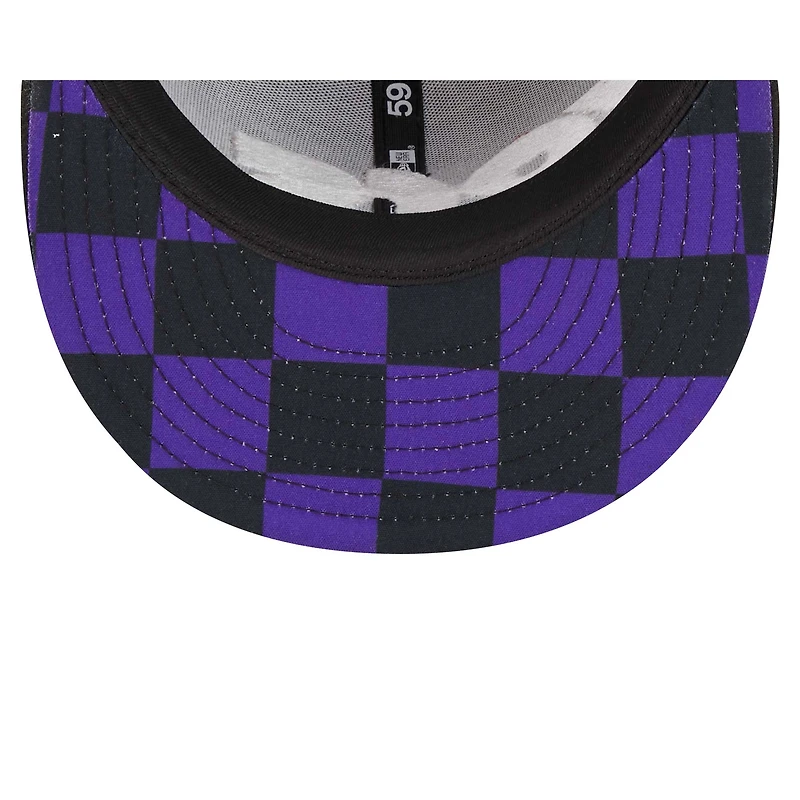 Casquette ajustée UV 59FIFTY à damier New Era pour hommes, noire, Los Angeles Lakers