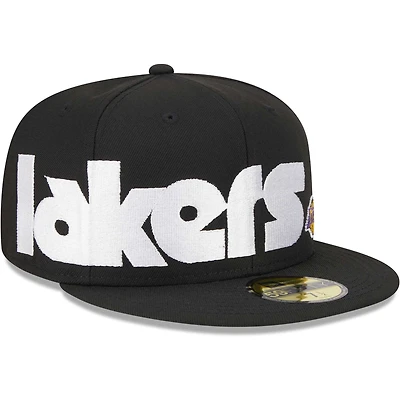 Casquette ajustée UV 59FIFTY à damier New Era pour hommes, noire, Los Angeles Lakers