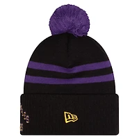 Men's New Era  Black Los Angeles Lakers City Edition Cuffed Knit Hat with Pom