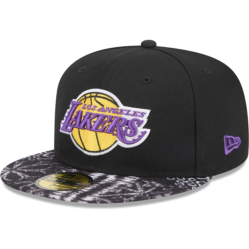 Casquette ajustée 59FIFTY à visière corail des Lakers de Los Angeles New Era noire pour homme