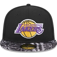 Men's New Era Black Los Angeles Lakers Coral Reef Visor 59FIFTY Fitted Hat