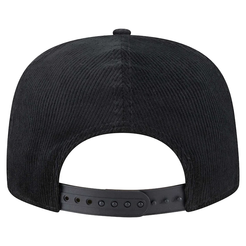 Men's New Era  Black Los Angeles Lakers Corduroy Gold Leaf Golfer Snapback Hat