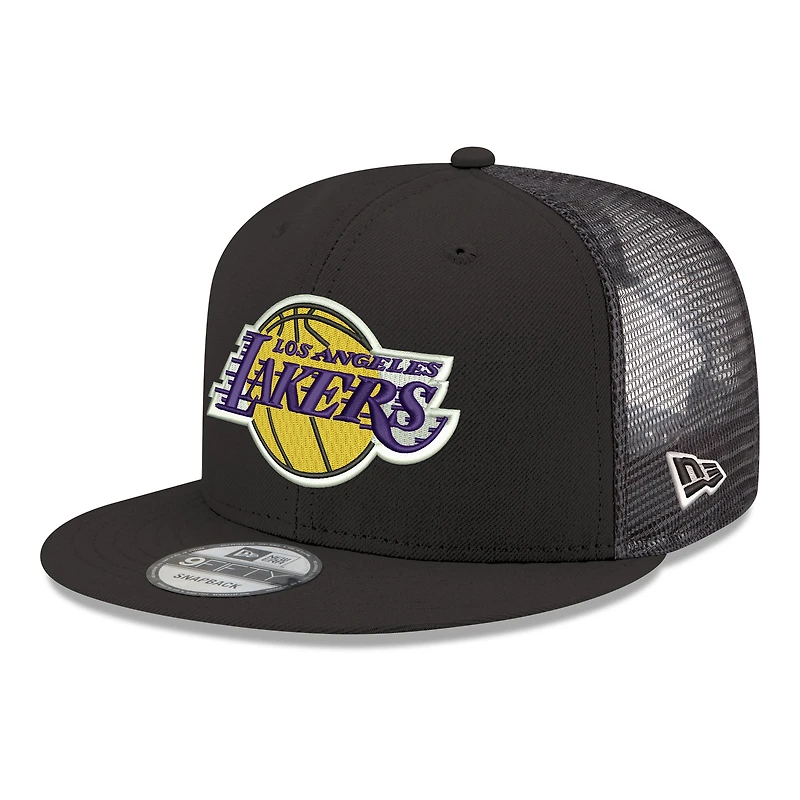 Men's New Era Black Los Angeles Lakers Core Logo Meshback 9FIFTY Snapback Hat