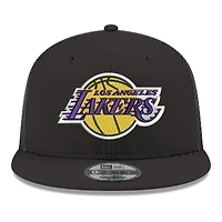 Casquette snapback New Era 9FIFTY noire pour homme, logo Los Angeles Lakers Core, maille.