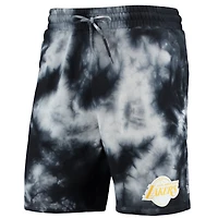 Men's New Era Black Los Angeles Lakers Fleece Tie-Dye Shorts