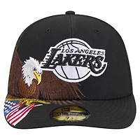 Men's New Era Black Los Angeles Lakers Freedom Pre-Curved 59FIFTY Fitted Hat