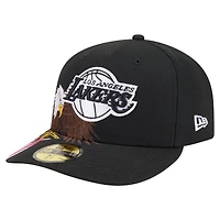 Men's New Era Black Los Angeles Lakers Freedom Pre-Curved 59FIFTY Fitted Hat
