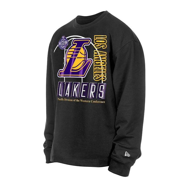 Sweat-shirt en polaire stretch noir New Era Los Angeles Lakers pour homme, collection loisirs.