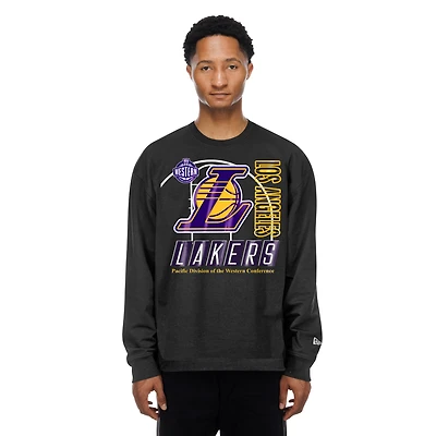 Sweat-shirt en polaire stretch noir New Era Los Angeles Lakers pour homme, collection loisirs.
