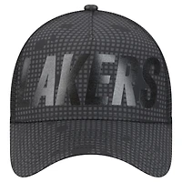 Men's New Era Black Los Angeles Lakers Midnight Ink Tonal A-Frame Trucker 9FORTY Adjustable Hat