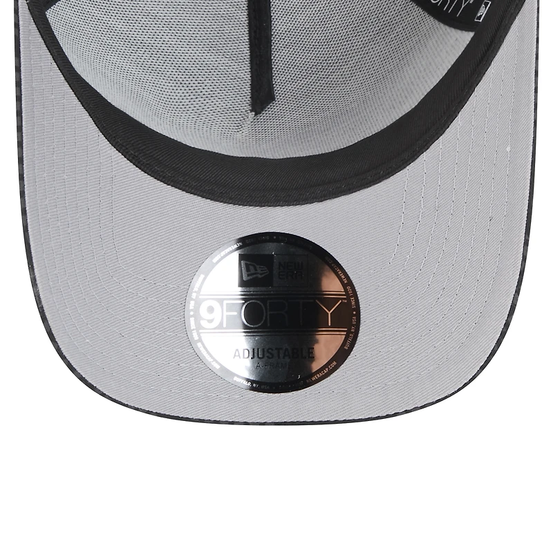 Men's New Era Black Los Angeles Lakers Midnight Ink Tonal A-Frame Trucker 9FORTY Adjustable Hat