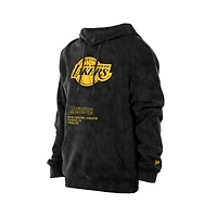 Men's New Era  Black Los Angeles Lakers Sport Night Mineral Wash Pullover Hoodie
