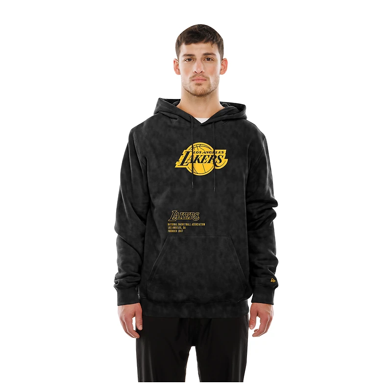 Men's New Era  Black Los Angeles Lakers Sport Night Mineral Wash Pullover Hoodie