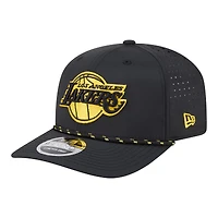 Men's New Era Black Los Angeles Lakers Sport Rope Vented Stretch-Snap 9SEVENTY Hat