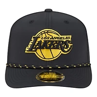 Casquette New Era 9SEVENTY noire pour homme, Los Angeles Lakers, style sport, à cordon, aérée et extensible.