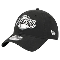 Men's New Era  Black Los Angeles Lakers Stamp Fabric Applique 9TWENTY Adjustable Hat