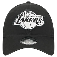 Men's New Era  Black Los Angeles Lakers Stamp Fabric Applique 9TWENTY Adjustable Hat