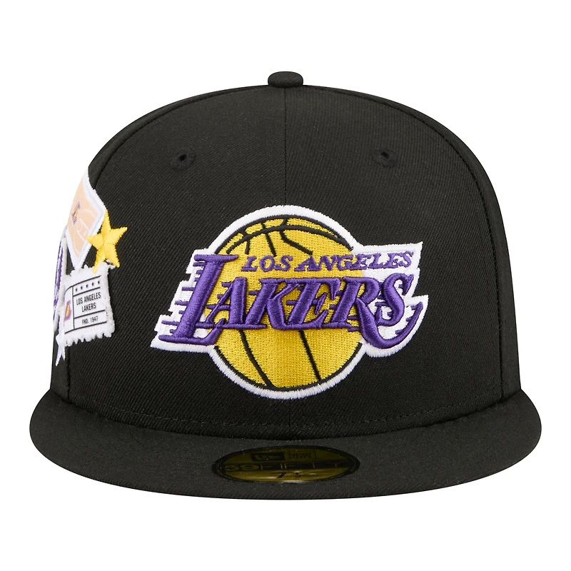 Men's New Era Black Los Angeles Lakers Team Collage 59FIFTY Fitted Hat