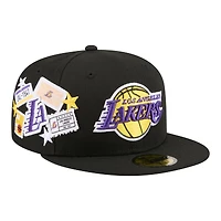 Men's New Era  Black Los Angeles Lakers Team Collage 59FIFTY Fitted Hat