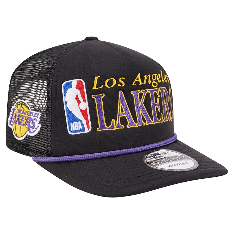 Men's New Era  Black Los Angeles Lakers Team Logo Foam Front 19TWENTY A-Frame Trucker Adjustable Hat