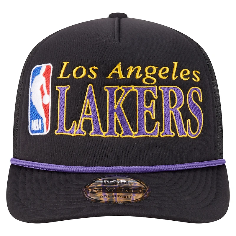 Men's New Era  Black Los Angeles Lakers Team Logo Foam Front 19TWENTY A-Frame Trucker Adjustable Hat