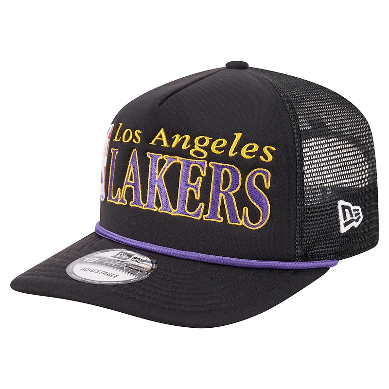 Men's New Era  Black Los Angeles Lakers Team Logo Foam Front 19TWENTY A-Frame Trucker Adjustable Hat