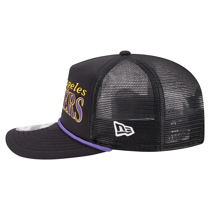 Men's New Era  Black Los Angeles Lakers Team Logo Foam Front 19TWENTY A-Frame Trucker Adjustable Hat